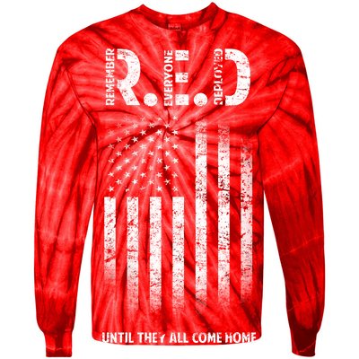 Red Until They All Come Home Tie-Dye Long Sleeve Shirt