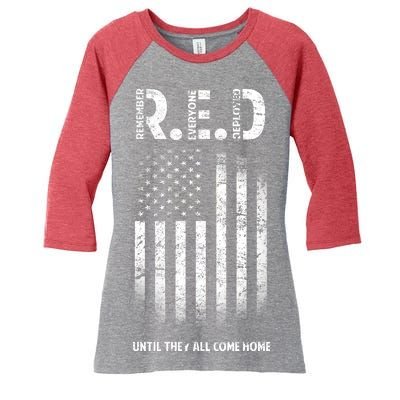 Red Until They All Come Home Women's Tri-Blend 3/4-Sleeve Raglan Shirt