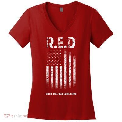 Red Until They All Come Home Women's V-Neck T-Shirt