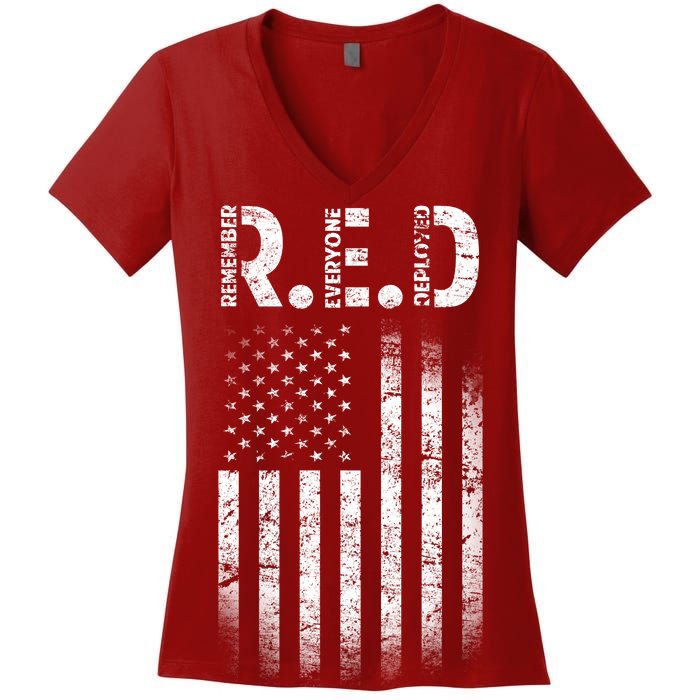 Red Until They All Come Home Women's V-Neck T-Shirt