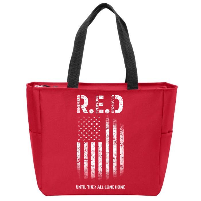 Red Until They All Come Home Zip Tote Bag