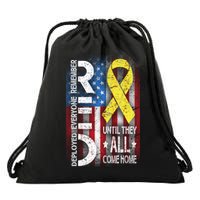 Red Until They All Come Home Tribute Drawstring Bag