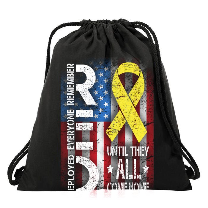 Red Until They All Come Home Tribute Drawstring Bag