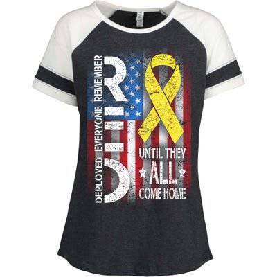 Red Until They All Come Home Tribute Enza Ladies Jersey Colorblock Tee