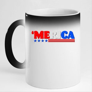 Red White & Blue 'Merica 4th Of July 11oz Black Color Changing Mug