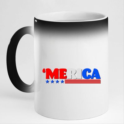 Red White & Blue 'Merica 4th Of July 11oz Black Color Changing Mug