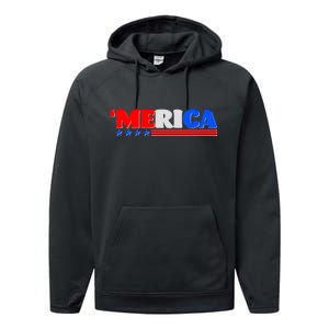 Red White & Blue 'Merica 4th Of July Performance Fleece Hoodie