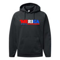 Red White & Blue 'Merica 4th Of July Performance Fleece Hoodie