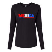 Red White & Blue 'Merica 4th Of July Womens Cotton Relaxed Long Sleeve T-Shirt