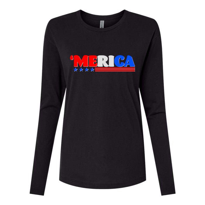 Red White & Blue 'Merica 4th Of July Womens Cotton Relaxed Long Sleeve T-Shirt