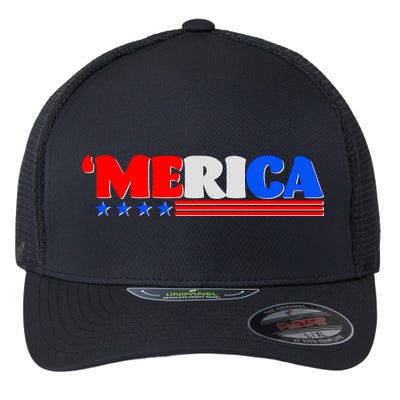 Red White & Blue 'Merica 4th Of July Flexfit Unipanel Trucker Cap