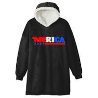 Red White & Blue 'Merica 4th Of July Hooded Wearable Blanket