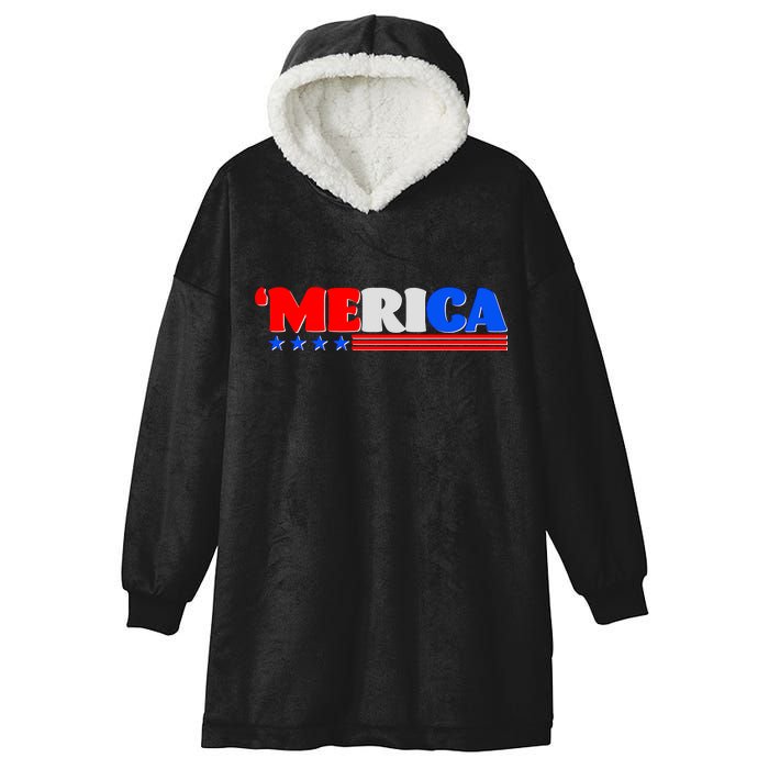 Red White & Blue 'Merica 4th Of July Hooded Wearable Blanket