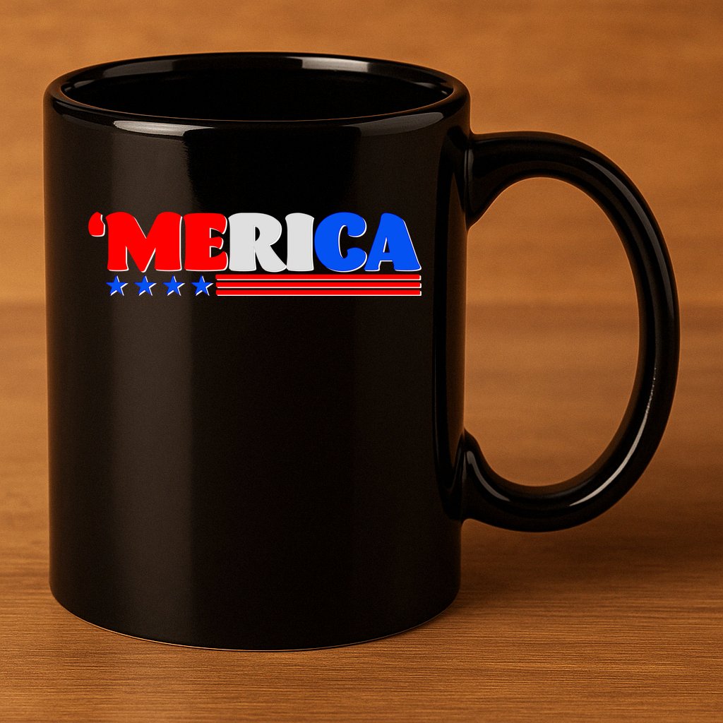 Red White & Blue 'Merica 4th Of July 11oz C Handle Ceramic Mug