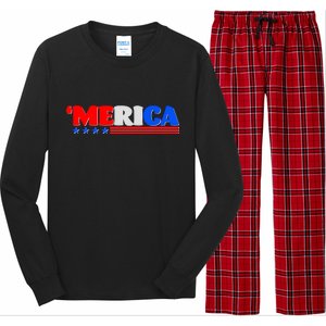 Red White & Blue 'Merica 4th Of July Long Sleeve Pajama Set