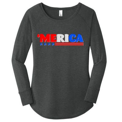 Red White & Blue 'Merica 4th Of July Women's Perfect Tri Tunic Long Sleeve Shirt