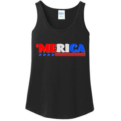 Red White & Blue 'Merica 4th Of July Ladies Essential Tank