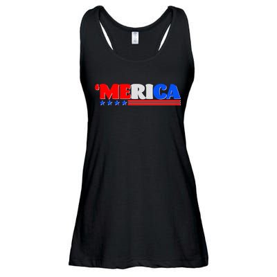 Red White & Blue 'Merica 4th Of July Ladies Essential Flowy Tank