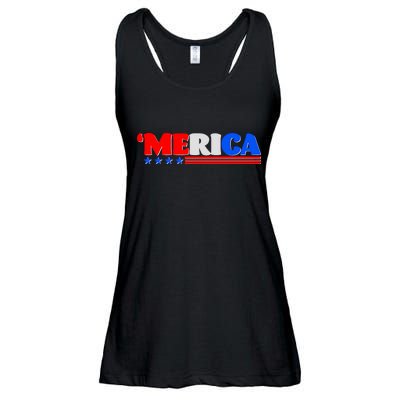 Red White & Blue 'Merica 4th Of July Ladies Essential Flowy Tank