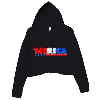 Red White & Blue 'Merica 4th Of July Crop Fleece Hoodie