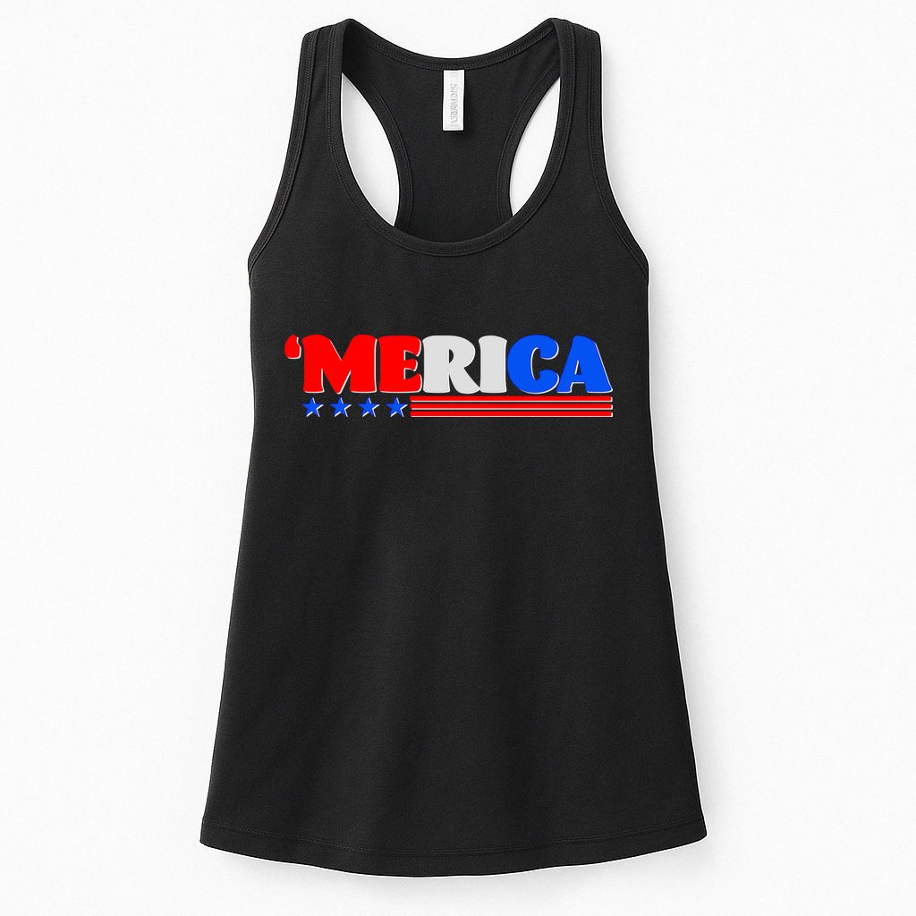 Red White & Blue 'Merica 4th Of July Womens Tank Top
