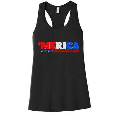 Red White & Blue 'Merica 4th Of July Women's Racerback Tank