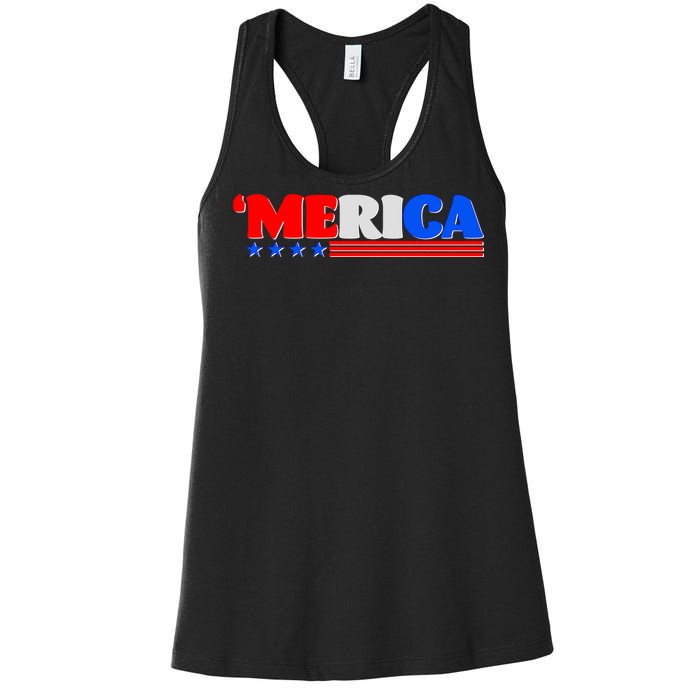 Red White & Blue 'Merica 4th Of July Women's Racerback Tank