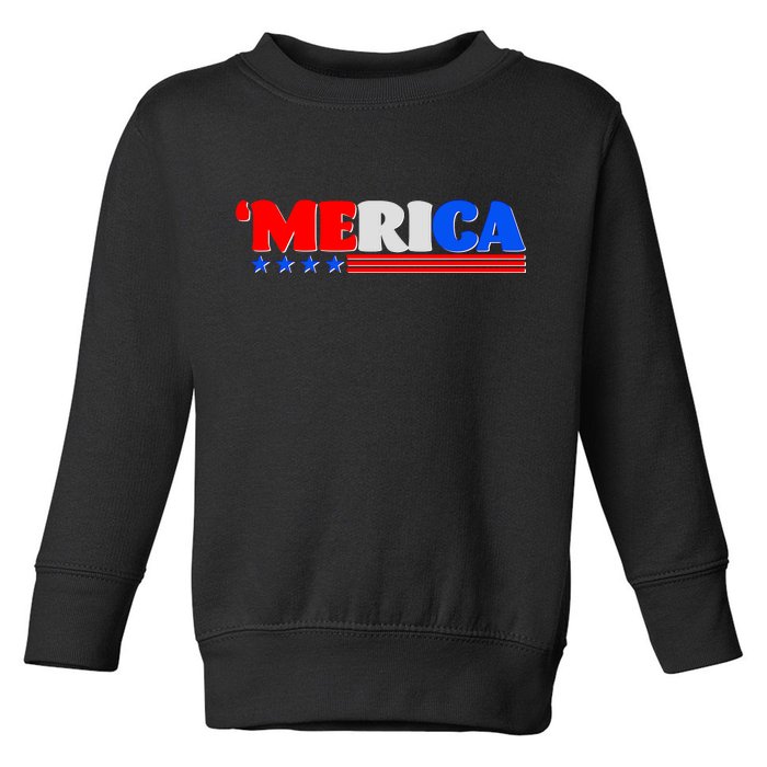 Red White & Blue 'Merica 4th Of July Toddler Sweatshirt