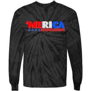 Red White & Blue 'Merica 4th Of July Tie-Dye Long Sleeve Shirt