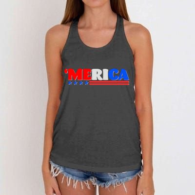 Red White & Blue 'Merica 4th Of July Women's Knotted Racerback Tank