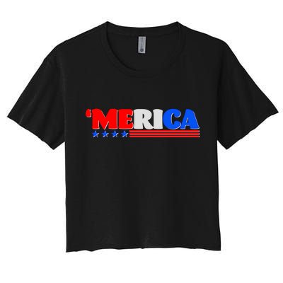 Red White & Blue 'Merica 4th Of July Women's Crop Top Tee