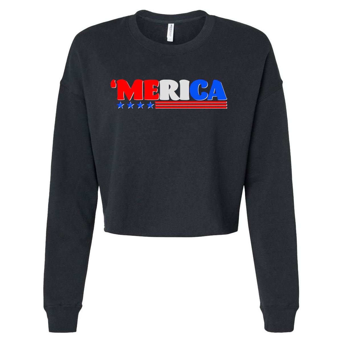 Red White & Blue 'Merica 4th Of July Cropped Pullover Crew