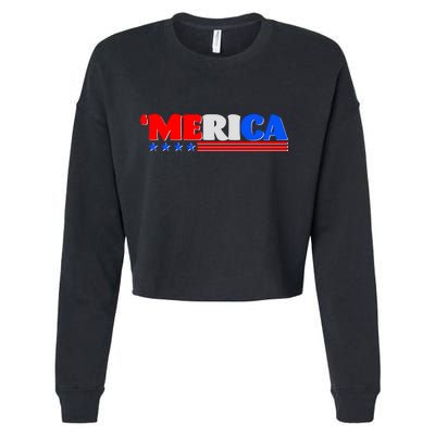 Red White & Blue 'Merica 4th Of July Cropped Pullover Crew