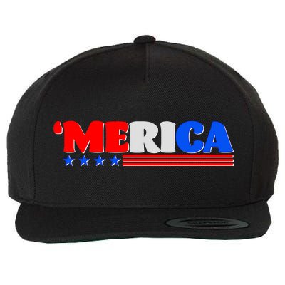 Red White & Blue 'Merica 4th Of July Wool Snapback Cap