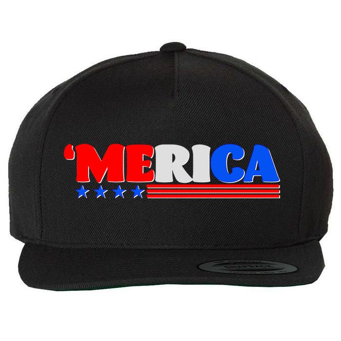 Red White & Blue 'Merica 4th Of July Wool Snapback Cap