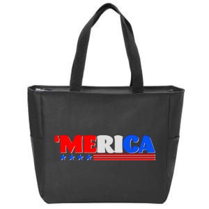 Red White & Blue 'Merica 4th Of July Zip Tote Bag