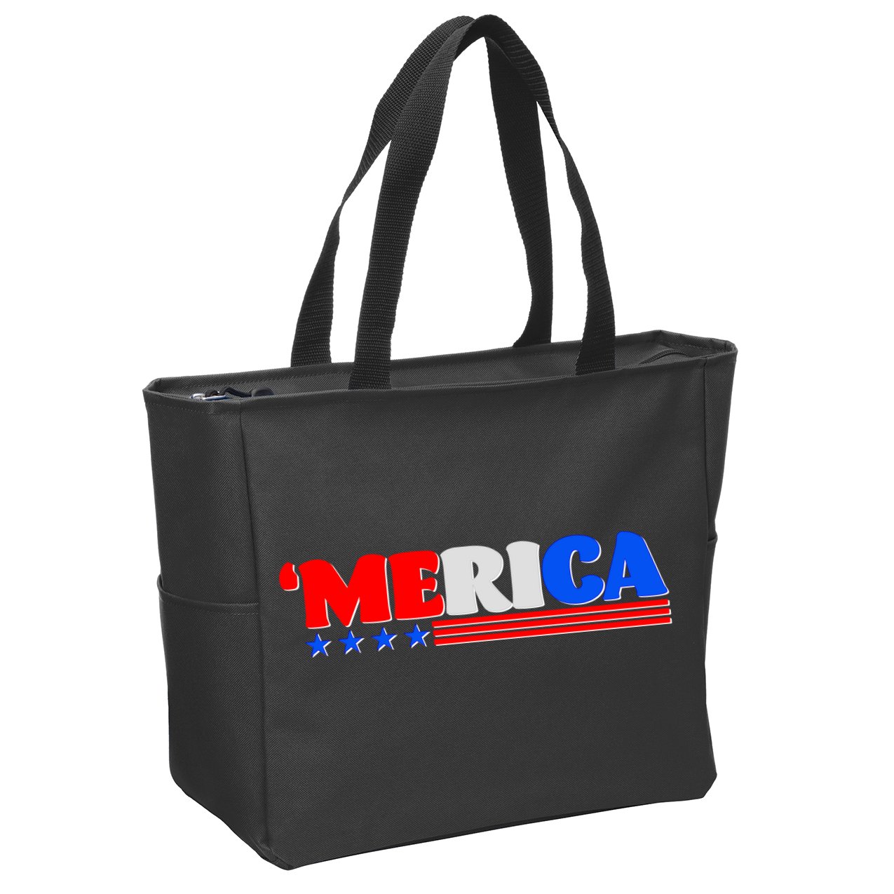 Red White & Blue 'Merica 4th Of July Zip Tote Bag