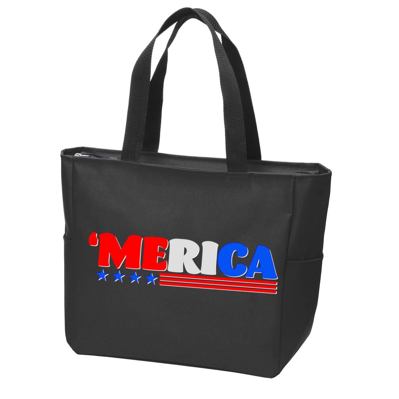 Red White & Blue 'Merica 4th Of July Zip Tote Bag