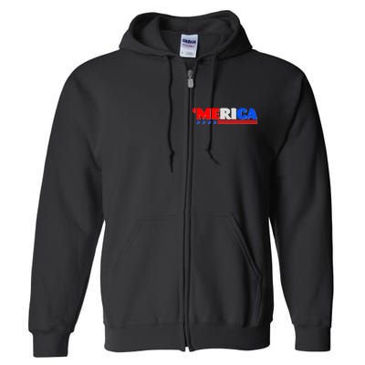 Red White & Blue 'Merica 4th Of July Full Zip Hoodie