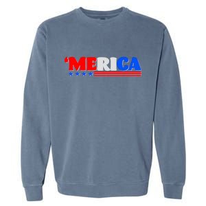 Red White & Blue 'Merica 4th Of July Garment-Dyed Sweatshirt