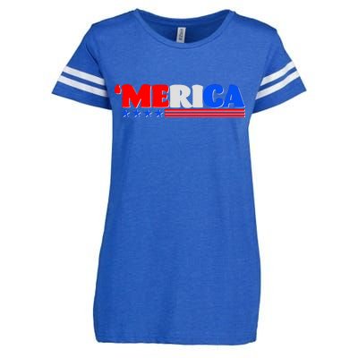 Red White & Blue 'Merica 4th Of July Enza Ladies Jersey Football T-Shirt