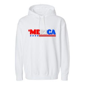 Red White & Blue 'Merica 4th Of July Garment-Dyed Fleece Hoodie