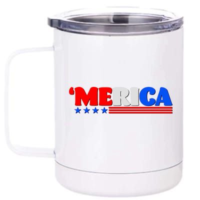 Red White & Blue 'Merica 4th Of July 12 oz Stainless Steel Tumbler Cup