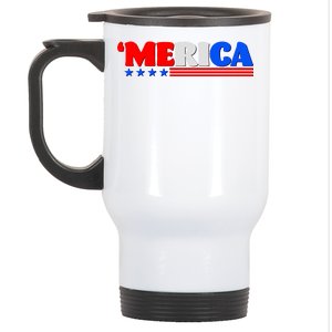 Red White & Blue 'Merica 4th Of July Stainless Steel Travel Mug