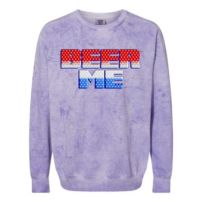 Red White And Blue Beer Me Colorblast Crewneck Sweatshirt