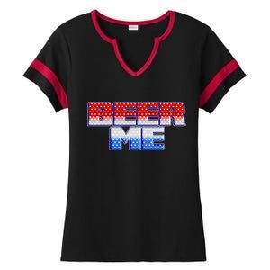 Red White And Blue Beer Me Ladies Halftime Notch Neck Tee