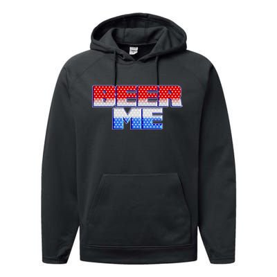 Red White And Blue Beer Me Performance Fleece Hoodie