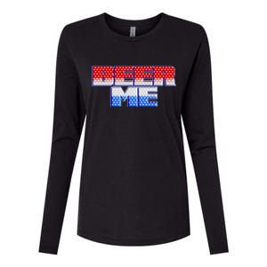 Red White And Blue Beer Me Womens Cotton Relaxed Long Sleeve T-Shirt