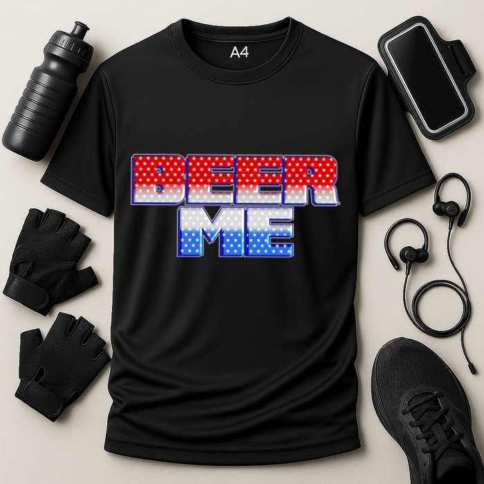Red White And Blue Beer Me Cooling Performance Crew T-Shirt