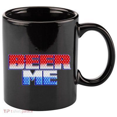 Red White And Blue Beer Me 11oz C Handle Ceramic Mug